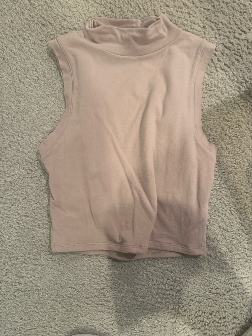 Sleeveless Mock Neck Crop Top - Blush PinkTaupe